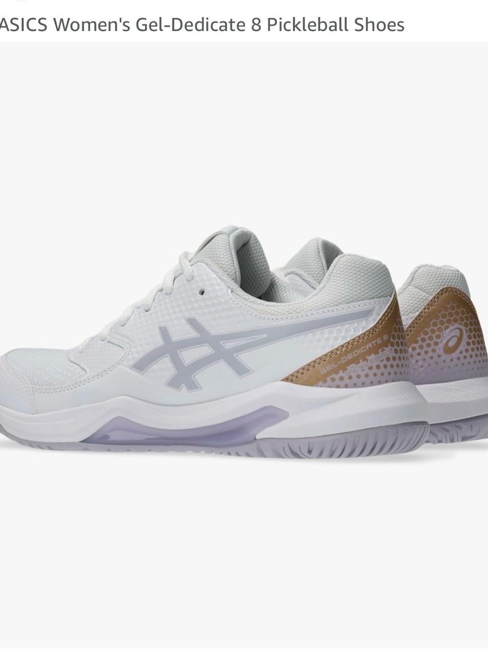 ASICS Women's Gel-Dedicate 8 Pickleball in White and Dusk Violet